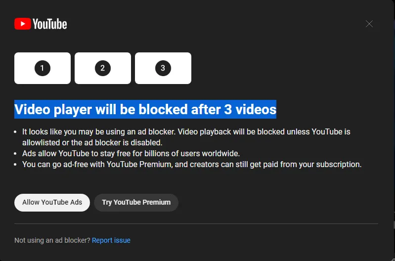 youtube adblocker, youtube ad, youtube new policy, youtube, youtube adblockers, youtube new ad feature, youtube 3 videos, ad blocker not allowed on youtube